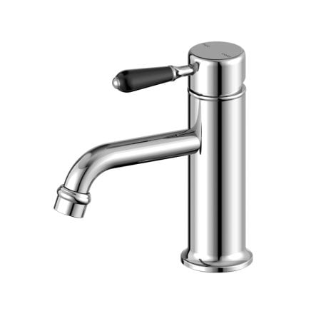 YORK STRAIGHT BASIN MIXER TAPS WITH BLACK PORCELAIN LEVER BATHROOM FAUCETS CHROME (NR692101B03CH)