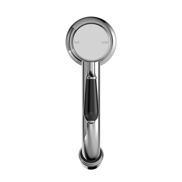 YORK STRAIGHT BASIN MIXER TAPS WITH BLACK PORCELAIN LEVER BATHROOM FAUCETS CHROME (NR692101B03CH)