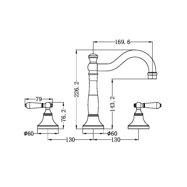 YORK BASIN TAP SET WITH WHITE PORCELAIN LEVER BATHROOM BASIN MIXER FAUCET Brushed Nickel (NR692102a01BN)