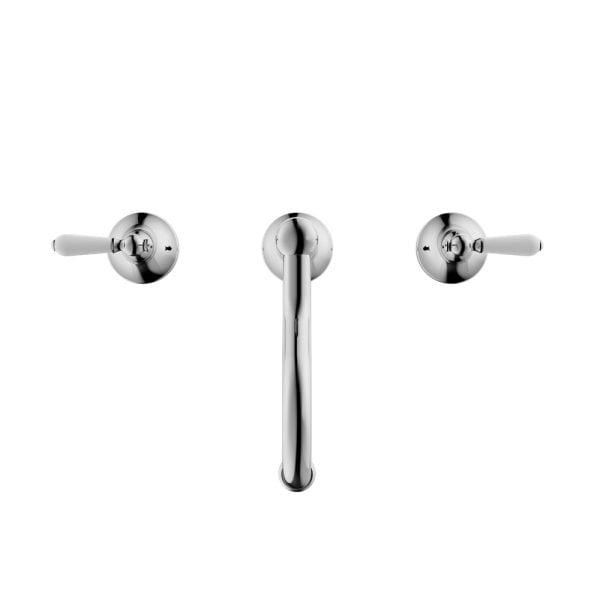 YORK BASIN TAP SET WITH WHITE PORCELAIN LEVER BATHROOM BASIN MIXER FAUCET CHROME (NR692102A01CH)