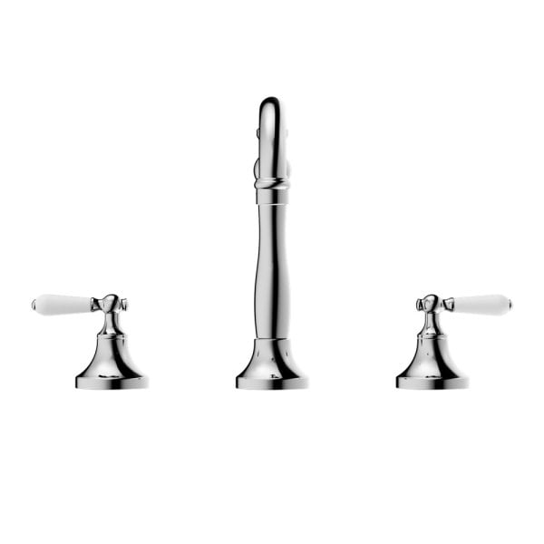 YORK BASIN TAP SET WITH WHITE PORCELAIN LEVER BATHROOM BASIN MIXER FAUCET CHROME (NR692102A01CH)