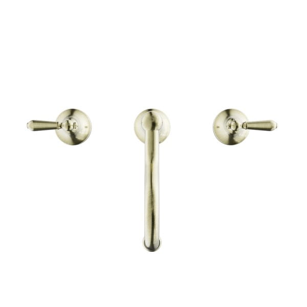 YORK BASIN TAP SET WITH METAL LEVER BATHROOM BASIN MIXER FAUCET AGED BRASS (NR692102A02AB)