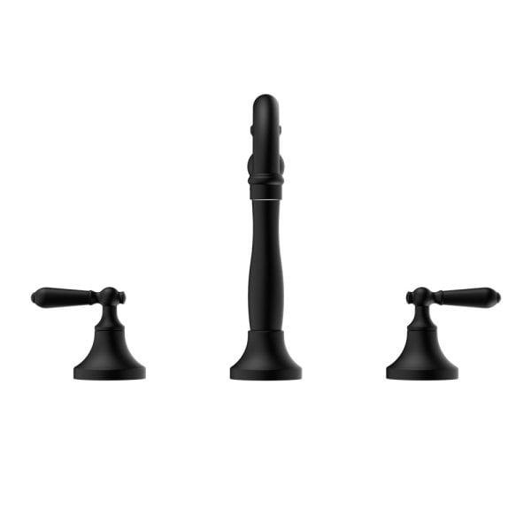 YORK BASIN TAP SET WITH METAL LEVER BATHROOM BASIN MIXER FAUCET MATTE BLACK (NR692102A02MB)