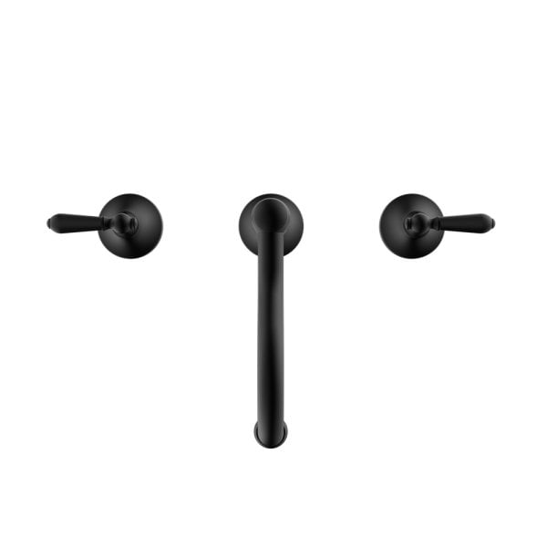 YORK BASIN TAP SET WITH METAL LEVER BATHROOM BASIN MIXER FAUCET MATTE BLACK (NR692102A02MB)