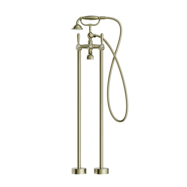YORK FREESTANDING BATH SET WITH METAL HAND SHOWER SET BATHROOM TUB FAUCETS WITH HAND SHOWER AGED BRASS (NR692103A02AB)