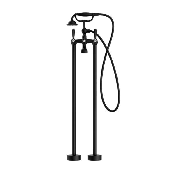 YORK FREESTANDING BATH SET WITH METAL HAND SHOWER SET BATHROOM TUB FAUCETS WITH HAND SHOWER MATTE BLACK (NR692103A02MB)