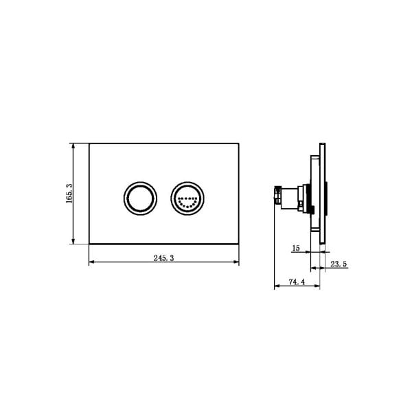 RAISED DISABLED CARE PNEUMATIC FLUSH BUTTONS PLATE DDA COMPLAINT GUN METAL (NRCRPL002GM)