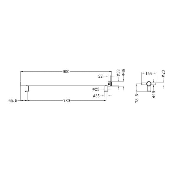 NON-HEATED VERTICAL TOWEL RAIL 900MM CHROME (NRV901CH)