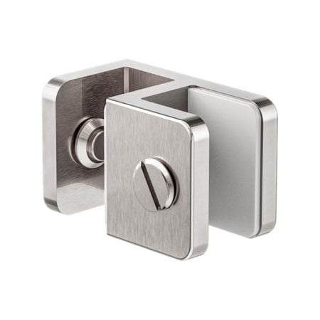 OVER-PANEL GLASS TO GLASS FITTING GLASS CLAMP HEAVY DUTY SQUARE GLASS BRACKET CLAMPS 10MM GLASS BRUSHED NICKEL (NRSH201ABN)