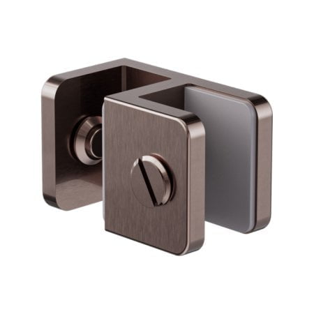 OVER-PANEL GLASS TO GLASS FITTING GLASS CLAMP HEAVY DUTY SQUARE GLASS BRACKET CLAMPS 10MM GLASS BRUSHED BRONZE (NRSH201ABZ)