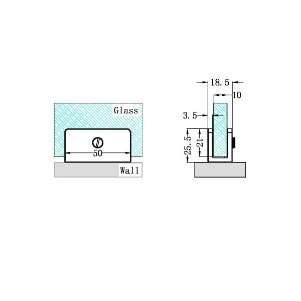 SHOWER U BRACKET GLASS CLAMP HEAVY DUTY SQUARE GLASS BRACKET CLAMPS 10MM GLASS GUN METAL (NRSH203AGM)