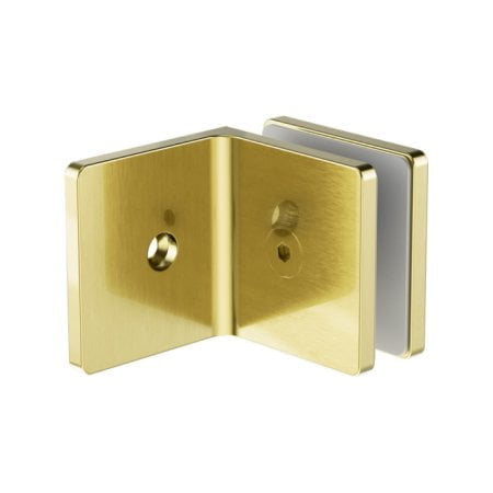 90 DEGREE GLASS TO WALL BRACKET GLASS DOOR CLAMP HARDWARE 10MM GLASS BRUSHED GOLD (NRSH204ABG)
