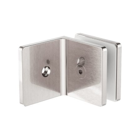 90 DEGREE GLASS TO WALL BRACKET GLASS DOOR CLAMP HARDWARE 10MM GLASS BRUSHED NICKEL (NRSH204ABN)