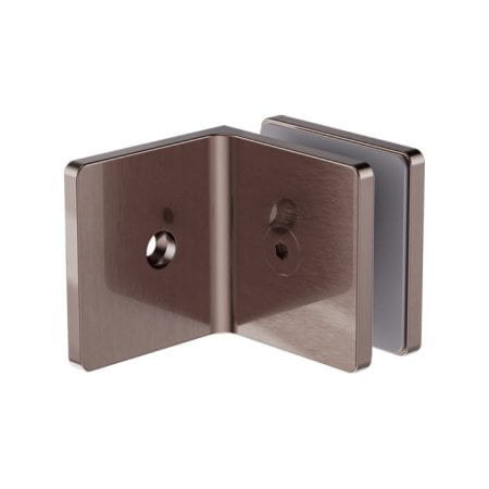 90 DEGREE GLASS TO WALL BRACKET GLASS DOOR CLAMP HARDWARE 10MM GLASS BRUSHED BRONZE (NRSH204ABZ)