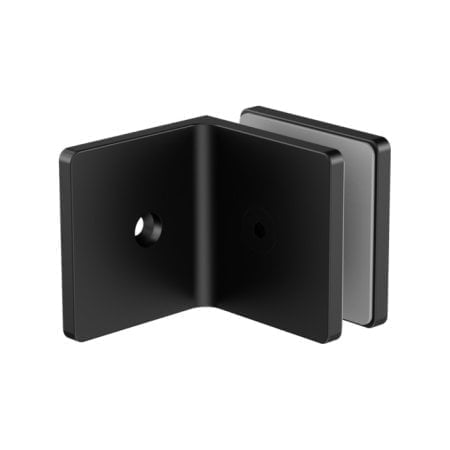 90 DEGREE GLASS TO WALL BRACKET GLASS DOOR CLAMP HARDWARE 10MM GLASS MATTE BLACK (NRSH204AMB)