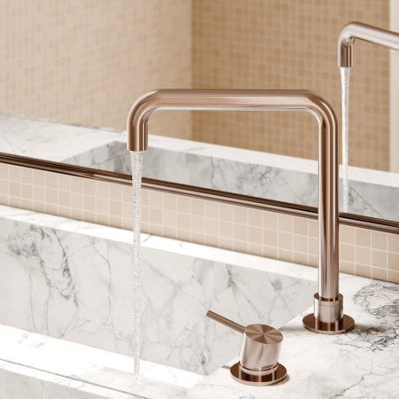 SERENITY BASIN SET ARC SPOUT WITH METAL HANDLE BRUSHED GOLD (24D016BG)