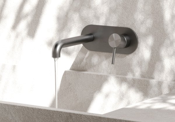 ZEN SS316L WALL MOUNT BATHROOM FAUCET WALL BASIN/BATH MIXER 185/230MM SPOUT GRAPHITE