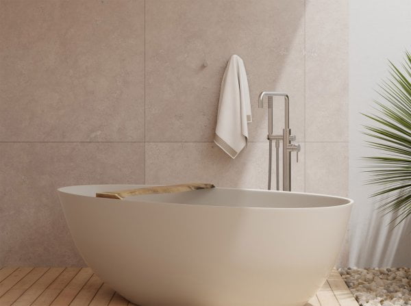 ZEN SS316L FLOOR MOUNT BATHTUB FAUCET FREESTANDING BATH MIXER WITH OUTDOOR SHOWER HOSE BRUSHED NICKEL (NR162203A01BN)