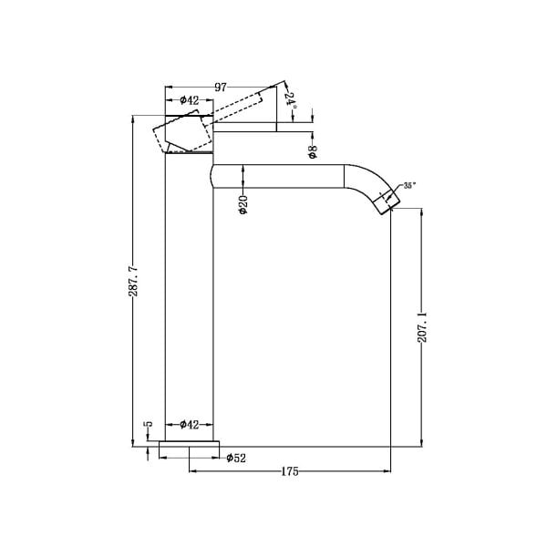 ZEN SS316L TALL BASIN MIXER BATHROOM TALL SINK FAUCETS GRAPHITE (NR162201aGR)
