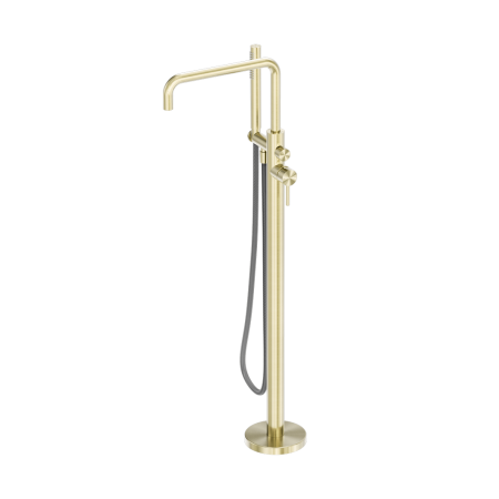 ZEN SS316L FLOOR MOUNT BATHTUB FAUCET FREESTANDING BATH MIXER WITH OUTDOOR SHOWER HOSE BRUSHED GOLD (NR162203A01BG)