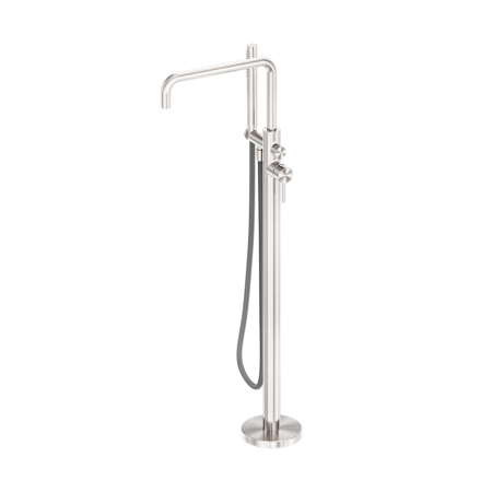 ZEN SS316L FLOOR MOUNT BATHTUB FAUCET FREESTANDING BATH MIXER WITH OUTDOOR SHOWER HOSE BRUSHED NICKEL (NR162203A01BN)