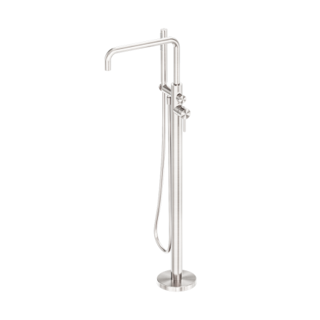 ZEN SS316L FREESTANDING BATHTUB FAUCET FLOOR MOUNTED TUB FILLER WIHT HAND SHOWER 360 DEGREE SWIVEL STANDING SPOUT BRUSHED NICKEL (NR162203A02BN)