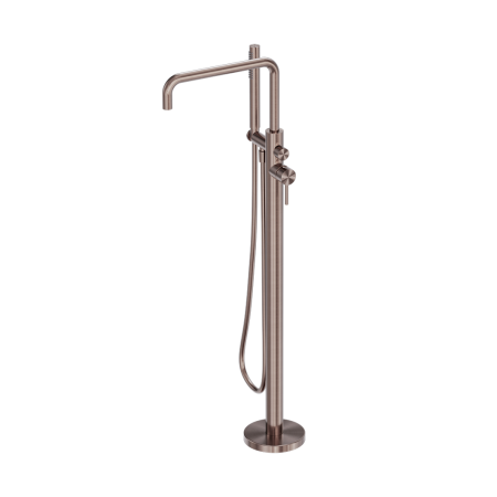ZEN SS316L FREESTANDING BATHTUB FAUCET FLOOR MOUNTED TUB FILLER WIHT HAND SHOWER 360 DEGREE SWIVEL STANDING SPOUT BRUSHED BRONZE (NR162203A02BZ)