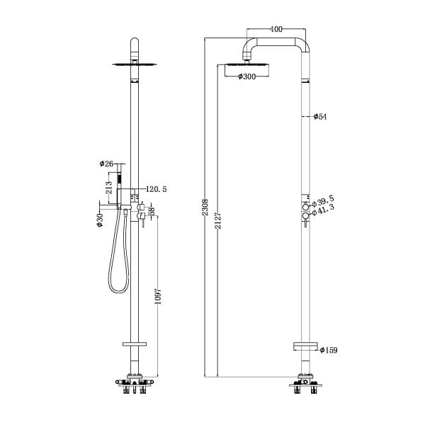 ZEN SS316L OUTDOOR FREESTANDING SHOWER COLUMN SHOWER SYSTEM SHOWER SET BRUSHED BRONZE (NR162205ABZ)