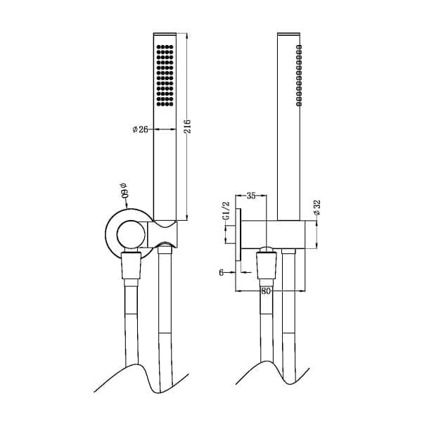 ZEN SS316L SHOWER ON BRACKET WITH OUTDOOR SHOWER HOSE ADJUSTABLE ANGLE BRACKET GRAPHITE (NR162205D01GR)