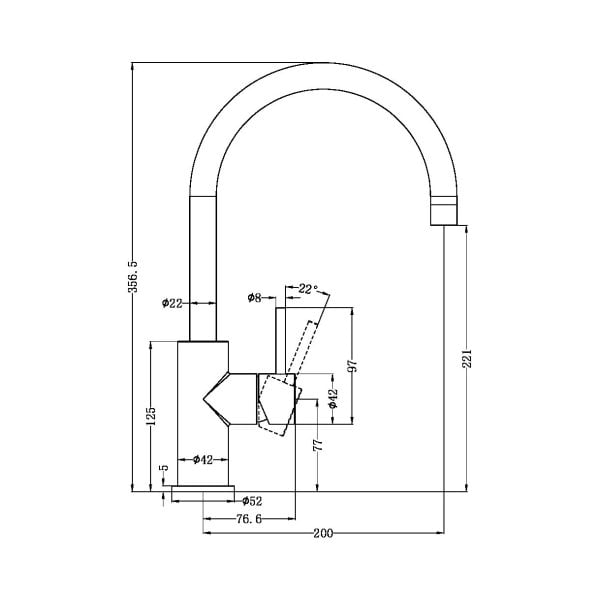 ZEN SS316L SINGLE HANDLE HIGH ARC KITCHEN FAUCET KITCHEN MIXER GRAPHITE (NR162207GR)