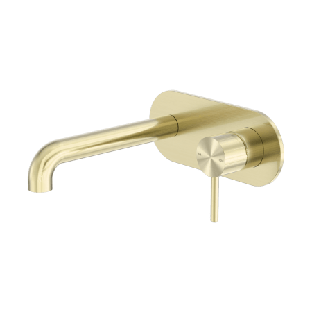 ZEN SS316L WALL MOUNT BATHROOM FAUCET WALL BASIN/BATH MIXER 185/230MM SPOUT BRUSHED GOLD