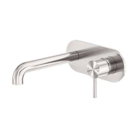 ZEN SS316L WALL MOUNT BATHROOM FAUCET WALL BASIN/BATH MIXER 185/230MM SPOUT BRUSHED NICKEL