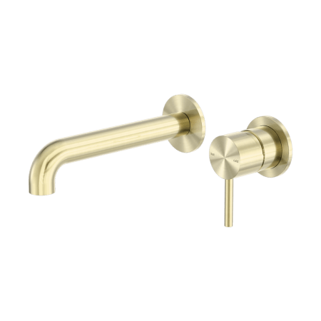 ZEN SS316L WALL BASIN/BATH MIXER SEPARATE BACK PLATE WALL MOUNT BATHROOM FAUCET 185/230MM SPOUT BRUSHED GOLD