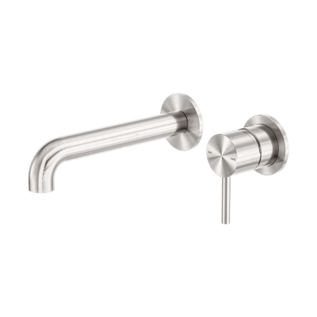 ZEN SS316L WALL BASIN/BATH MIXER SEPARATE BACK PLATE WALL MOUNT BATHROOM FAUCET 185/230MM SPOUT BRUSHED NICKEL
