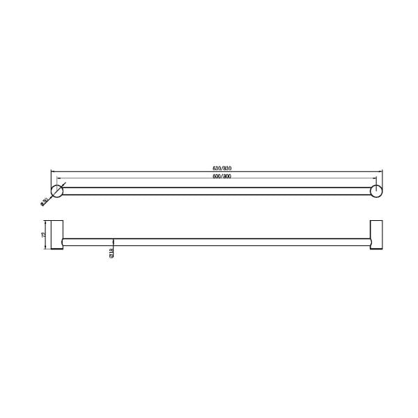 ZEN SS316L BATH TOWEL HOLDER HANDER TOWERL BAR RAIL WALL MOUNTED TOWEL RAIL FOR BATHROOM KITCHEN SINGLE TOWER RAIL 600/800MM BRUSHED BRONZE
