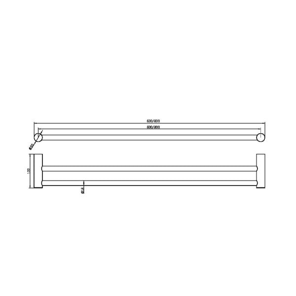 ZEN SS316L DOUBLE TOWEL RAIL TOWEL RAIL TOWEL RACKS WALL MOUNTED BATH TOWEL BARS 600/800MM BRUSHED GOLD