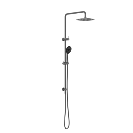 ROUND PROJECT TWIN SHOWER SHOWER SYSTEM WITH RAIN SHOWERHEAD GUN METAL (NR232105FGM)