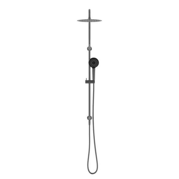 ROUND PROJECT TWIN SHOWER SHOWER SYSTEM WITH RAIN SHOWERHEAD GUN METAL (NR232105FGM)