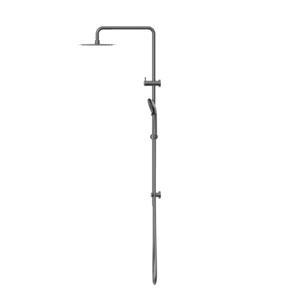 ROUND PROJECT TWIN SHOWER SHOWER SYSTEM WITH RAIN SHOWERHEAD GUN METAL (NR232105FGM)