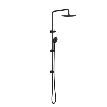 ROUND PROJECT TWIN SHOWER SHOWER SYSTEM WITH RAIN SHOWERHEAD MATTE BLACK (NR232105FMB)