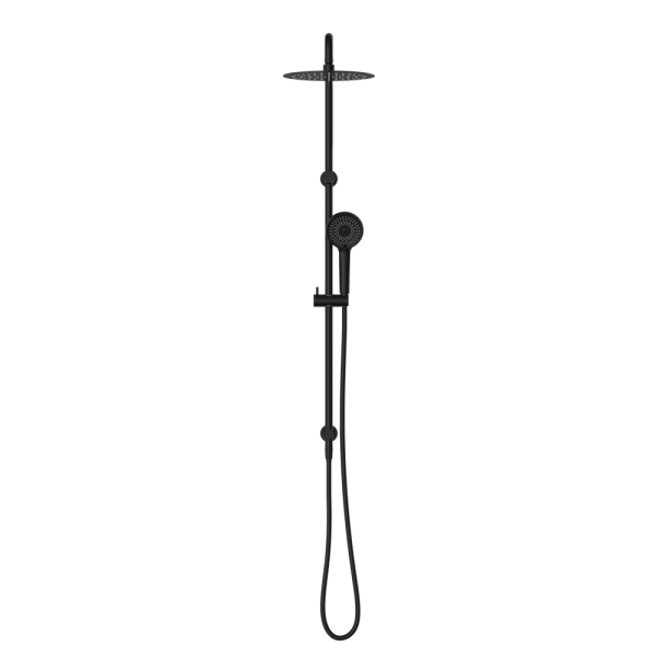ROUND PROJECT TWIN SHOWER SHOWER SYSTEM WITH RAIN SHOWERHEAD MATTE BLACK (NR232105FMB)