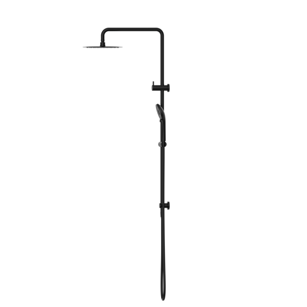 ROUND PROJECT TWIN SHOWER SHOWER SYSTEM WITH RAIN SHOWERHEAD MATTE BLACK (NR232105FMB)