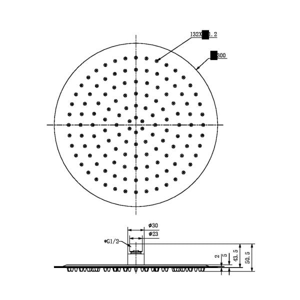 ZEN SS316L 300MM ULTRA-THIN ROUND SHOWER HEAD RAINFALL SHOWERHEAD GRAPHITE (NR508041GR)