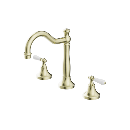 YORK BASIN SET WITH WHITE PORCELAIN LEVER BATHROOM SINK FAUCET AGED BRASS (NR692102A01AB)