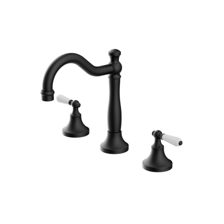 YORK BASIN SET WITH WHITE PORCELAIN LEVER BATHROOM SINK FAUCET MATTE BLACK (NR692102A01MB)