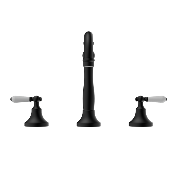 YORK BASIN SET WITH WHITE PORCELAIN LEVER BATHROOM SINK FAUCET MATTE BLACK (NR692102A01MB)