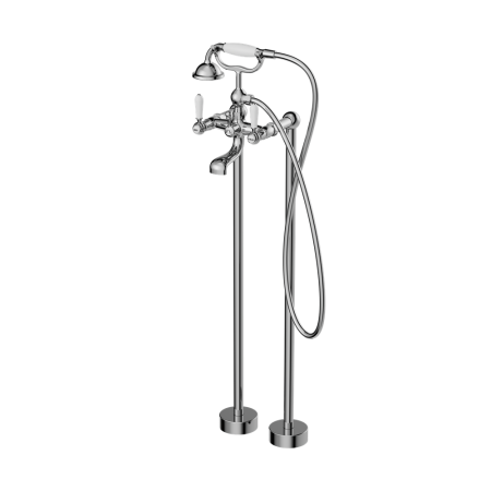 YORK FREESTANDING BATH SET WITH WHITE PORCELAIN HAND SHOWER CHROME (NR692103A01CH)