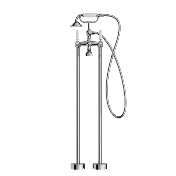 YORK FREESTANDING BATH SET WITH WHITE PORCELAIN HAND SHOWER CHROME (NR692103A01CH)