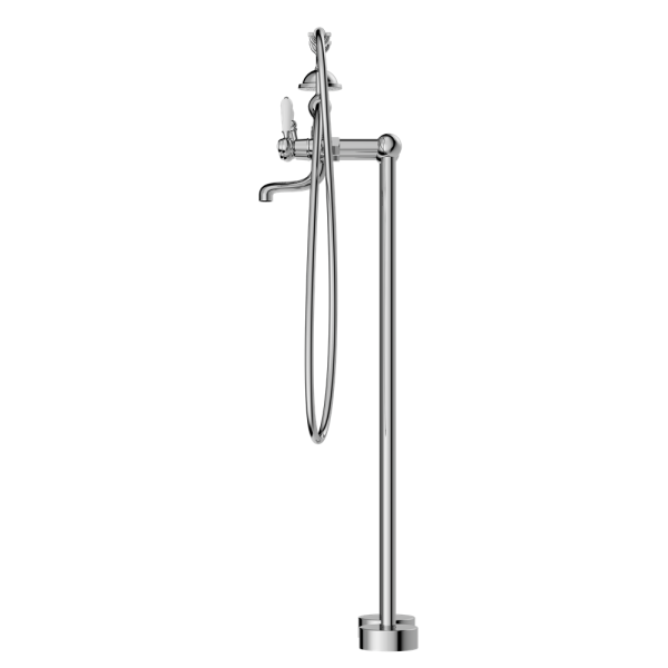 YORK FREESTANDING BATH SET WITH WHITE PORCELAIN HAND SHOWER CHROME (NR692103A01CH)