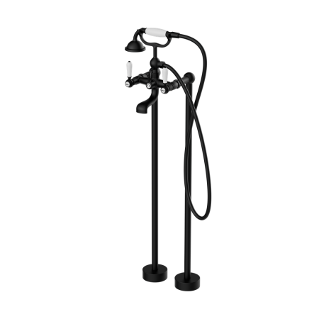 YORK FREESTANDING BATH SET WITH WHITE PORCELAIN HAND SHOWER MATTE BLACK (NR692103A01MB)